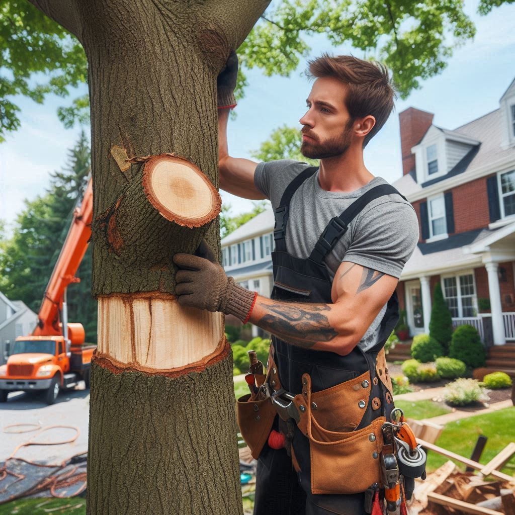 Texas Homeowner's Guide to Tree Maintenance Blog Article - Arborist performing maintenance on a tree in a Texas home's yard